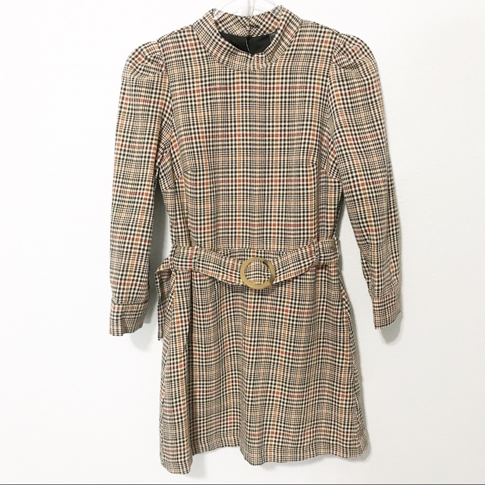 Zara TRF plaid belted mini dress